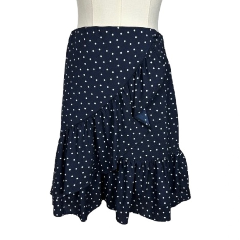 LOFT Navy Polka Dot Ruffle Skirt Size 0